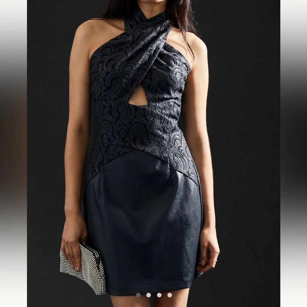 Anthropologie Eva Franco Faux Leather Twofer Dress
